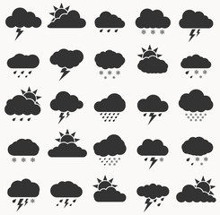 Set of weather  icon black color on white background - 164435380