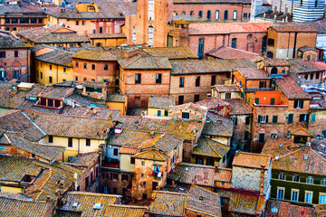 Fototapeta na wymiar Aerial view old centre town Siena in Tuscany