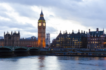 Obraz na płótnie Canvas Big Ben and Houses of Parliament in a fantasy sunset landscape, London City. United Kingdom