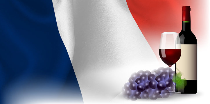 ワイン　フランス　 国旗　背景