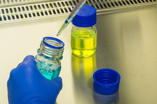 Laboratory Work Bench With Chemicals