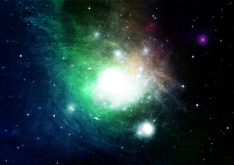 Stars, dust and gas nebula in a far galaxy