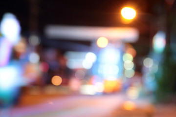 Bokeh from the lights at night and blurry