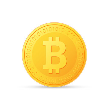 Bitcoin icon is a golden color. Crypto currency isolated on white background. Vector illustration