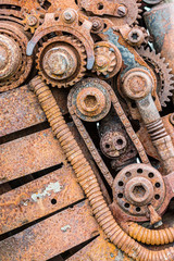 corroded worn out details of old industrial equipment