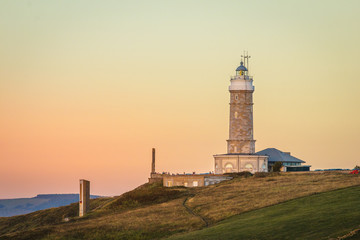 Fototapeta na wymiar Santander lighthouse at sunset