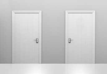 Obraz premium Choice of two doors to different choices or decisions, 3D rendering