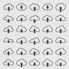 Cloud line icons Set, outline vector illustration, linear pictogram