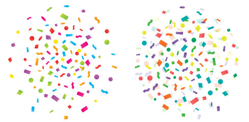 Set of Colorful Explosion of Confetti. Vector illustration. Flat design element.