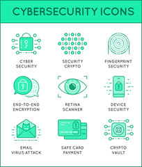Cyber Security Thin Line icons set. Computer network protection. High Quality Premium outline symbol collection. Stroke vector logo concept.Cybersecurity.