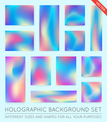 Fototapeta premium Set of Holographic Trendy Backgrounds. Can be used for Cover, Book, Print, Fashion.
