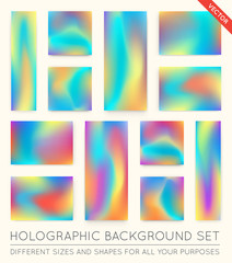 Set of Holographic Trendy Backgrounds. Can be used for Cover, Book, Print, Fashion.