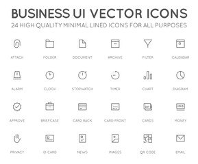 Business User Interface (UI) Vector Icon Set. High Quality Minimal Lined Icons for All Purposes.