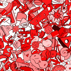 Graffiti pattern with urban lifestyle line icons. Crazy doodle abstract vector background. Trendy linear style collage with bizarre street art elements.