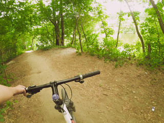 Cyclist in the woods