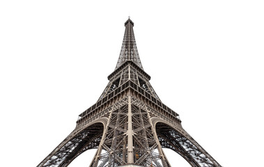 Naklejka premium Eiffel tower isolated on white background. Eiffel tower in Paris, France.