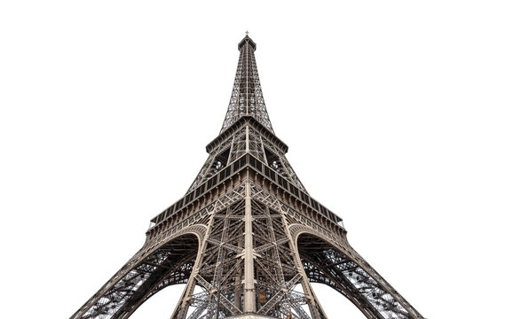 Fototapeta Eiffel tower isolated on white background. Eiffel tower in Paris, France.