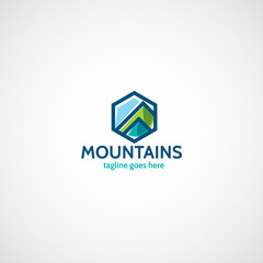 Mountains flat logo.