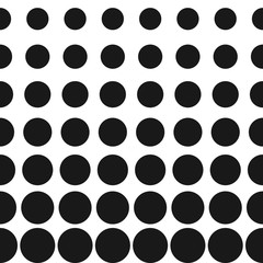 Vector halftone circles seamless pattern. Halftone dots abstract monochrome background. Gradient transition effect. Simple modern black & white dotted texture. Stylish spotted design for prints, web