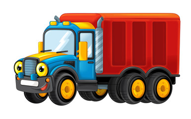 Fototapeta premium cartoon happy cargo truck looking and smiling - illustration for children