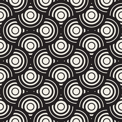 Vector Seamless Rounded Lines Pattern. Abstract Geometric Background Design. Circular Geometric Tiling Lattice