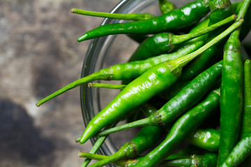 green hot chilli, spicy vegetables food