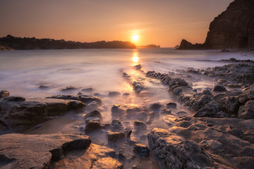 Sunset in the Portio Beach. Liencres. Cantabria. Spain.