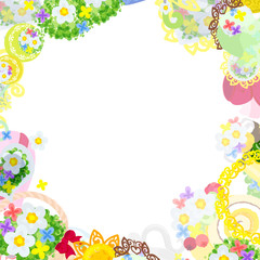 The frame that is made with flower objects