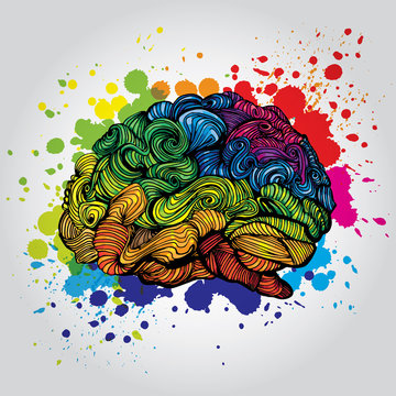 Brain Bright Idea illustration. Doodle vector concept about human brain and Ideas. Creative illustration