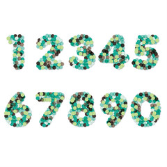 Konfetti, Number, Bunt, Papier, Bunte Konfetti Zahlen von 1 bis 9 und 0