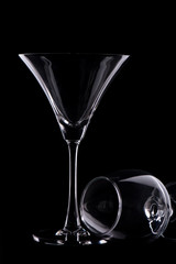 Wine glass on black background rim lighting  glass