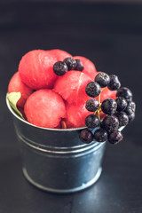 Fresh picked aronia and watermelon