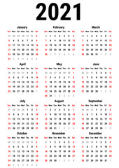 Calendar for 2021