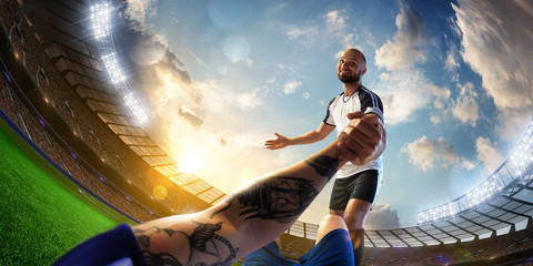 soccer player in action fish eye first view