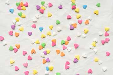 Scattered candy hearts