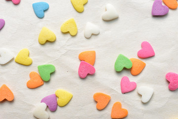 Scattered candy hearts