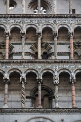 Facade of San Michele in Lucca, Tuscany, Italy