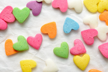 Scattered candy hearts