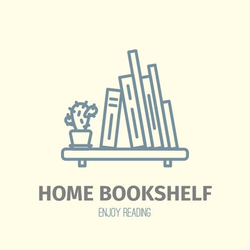 Thin lined book shelf icon.