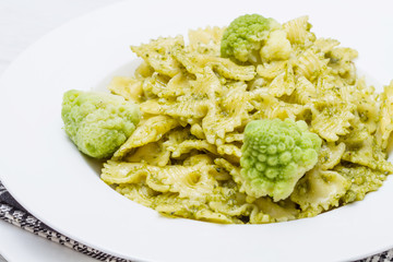 pasta with broccoli pesto and pistachios
