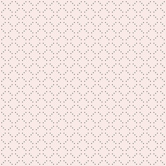 Vector minimalist seamless pattern, simple monochrome geometric texture with tiny circles, dotted lines in diagonal grid. Square design, repeat tiles, pastel colors. Subtle abstract minimal background