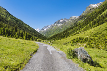 Road Through Jamtal Valley Near Galtur, Austria