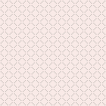Vector minimalist seamless pattern, simple monochrome geometric texture with tiny circles, dotted lines in diagonal grid. Square design, repeat tiles, pastel colors. Subtle abstract minimal background