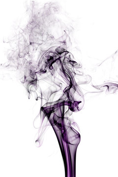 Violet smoke on white background.