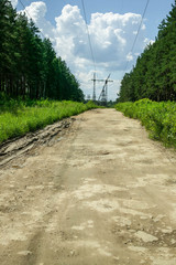 Simple country road in summer. Selective focus. Vintage effect