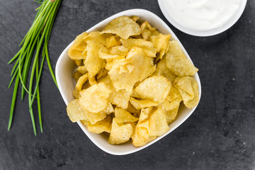 Potato Chips (Sour Cream taste) (selective focus)