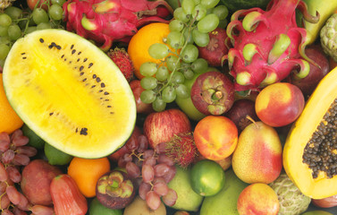 Fresh colorful tropical fruits