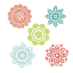 Flower mandala set in vector