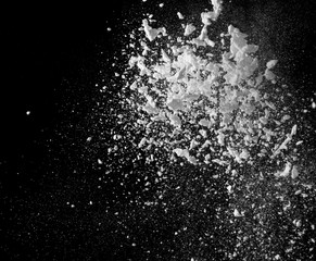 White flour on a black background