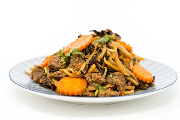 Closeup of pork stew Meat with vegetables